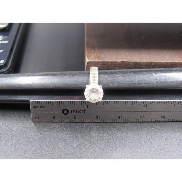 Size 6.25 Sterling Silver Round Cubic Zirconia With Channel Accents Band Ring - Picture 7 of 8